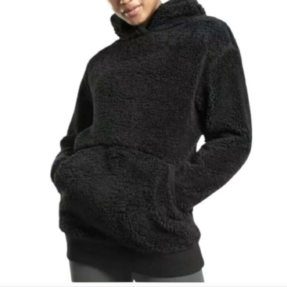ATHLETA Black Reversible Sherpa Solstice Warm Hoodie Pullover *2 OR MORE 20% OFF